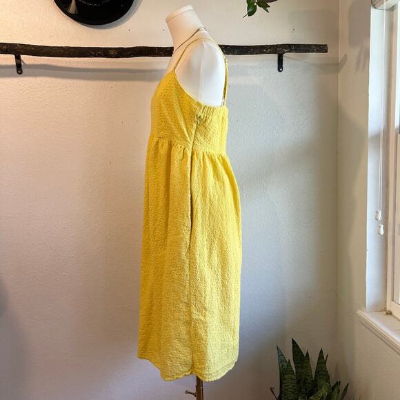 Cotton Yellow Eyelet Lace Strappy Midi Spring Summer Yellow Dress Size 10 - Picture 7 of 15